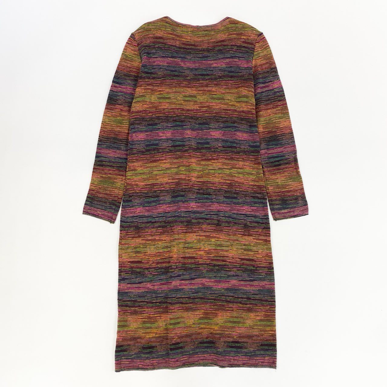 75j29 MISSONI ミッソーニ 長袖ニットワンピース ボーダー 膝丈 イタリア製 72サイズ マルチカラー レディースu02t