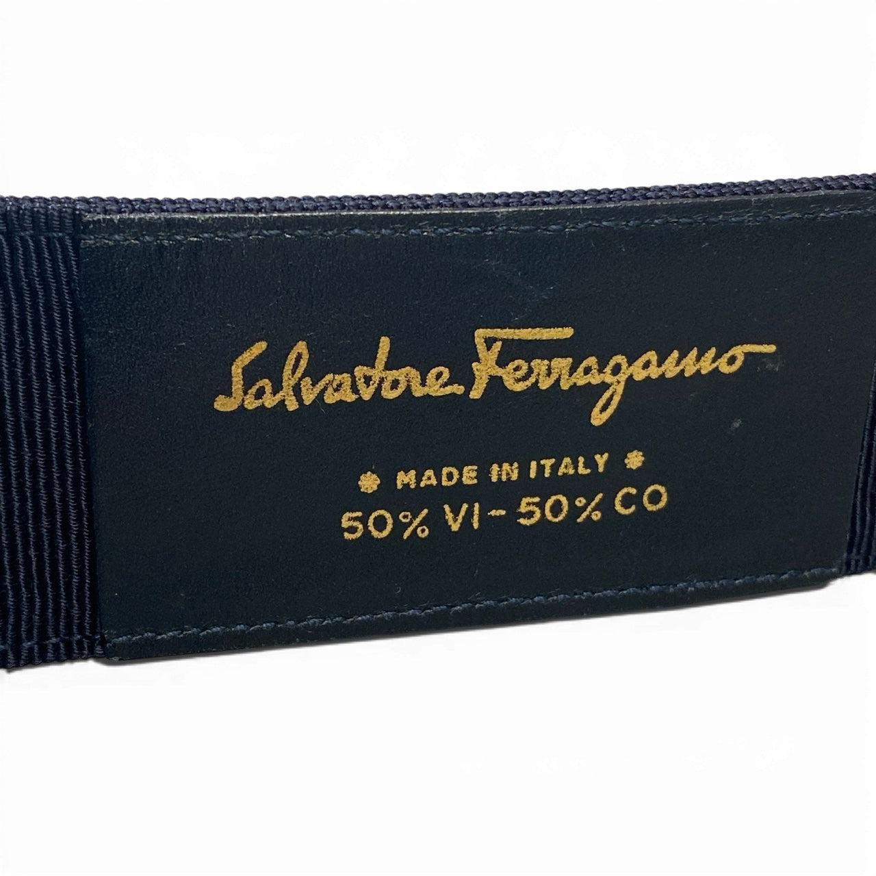 a6 Salvatore Ferragamo サルヴァトーレフェラガモ サッシュベルト ヴァラリボン ベルト ネイビー ゴールド レディースk02i