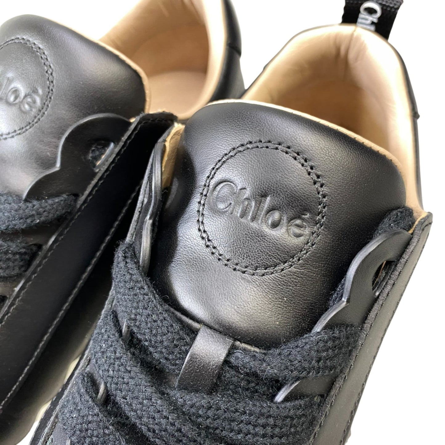 1A10 Chloe クロエ ローカットスニーカー レザースニーカー スム―スカーフスキン 38サイズ ブラック ホワイト レディースk02i