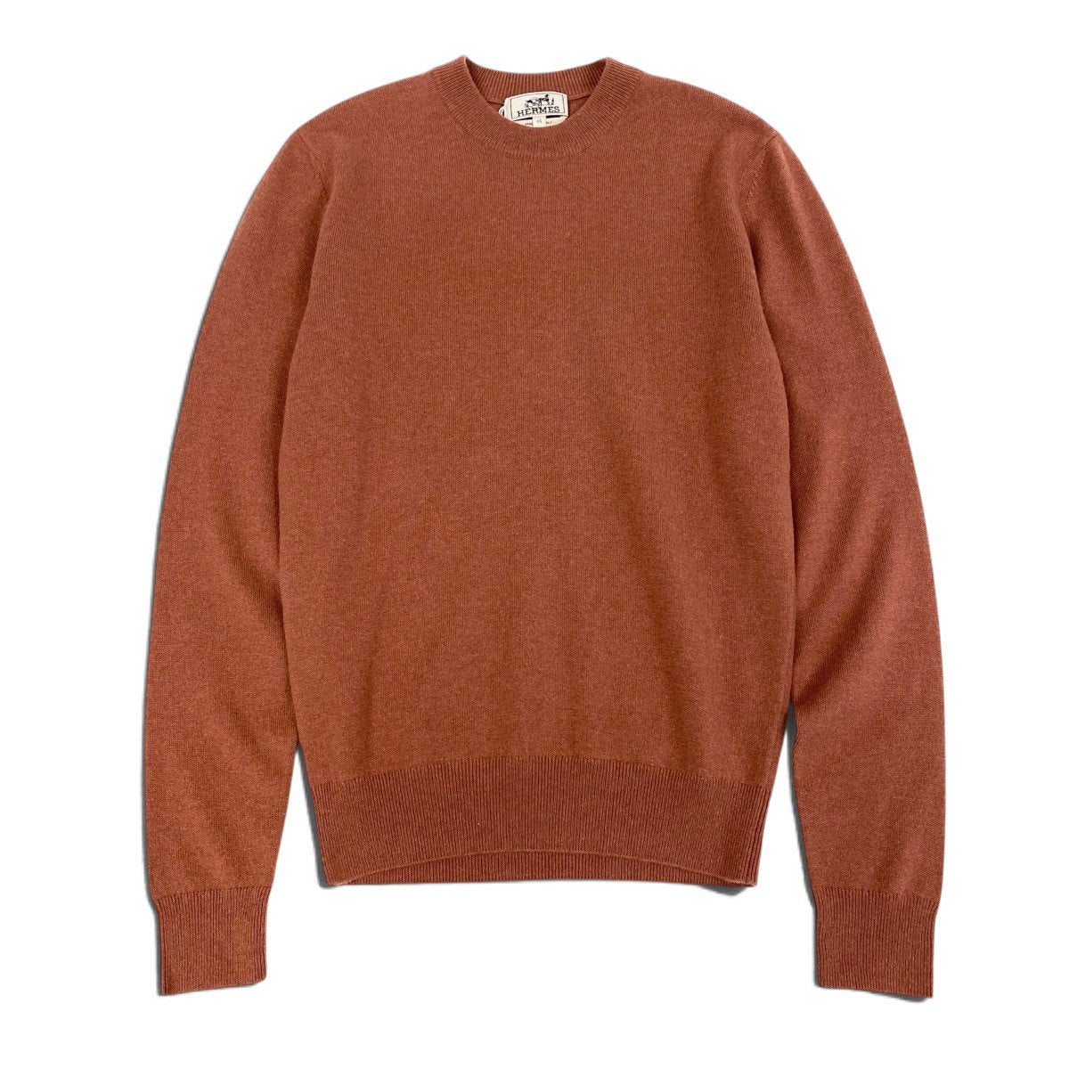Mj9 【未使用タグ付】 HERMES エルメス マイヨン シェーヌ ダンクル クルーネックセーター サイズXS ブラウン系 カシミヤ100％ メンズu02t
