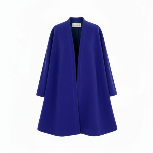 59L15 Vintage GIANFRANCO FERRE ジャンフランコフェレ ロングコート ガウンコート ボタンレス 40 パープル ウール レディース 女性用 イタリア製u02t