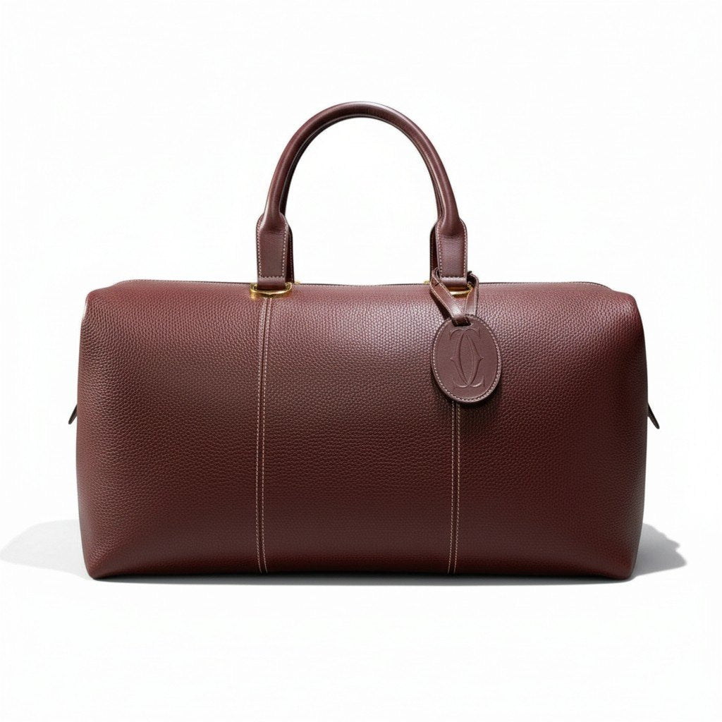 j4 Cartier カルティエ ヴィンテージ ボストンバッグ Vintage Weekender Bag Burgundy バーガンディ レザーt18r