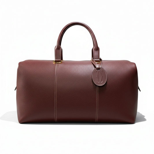 j4 Cartier カルティエ ヴィンテージ ボストンバッグ Vintage Weekender Bag Burgundy バーガンディ レザーt18r