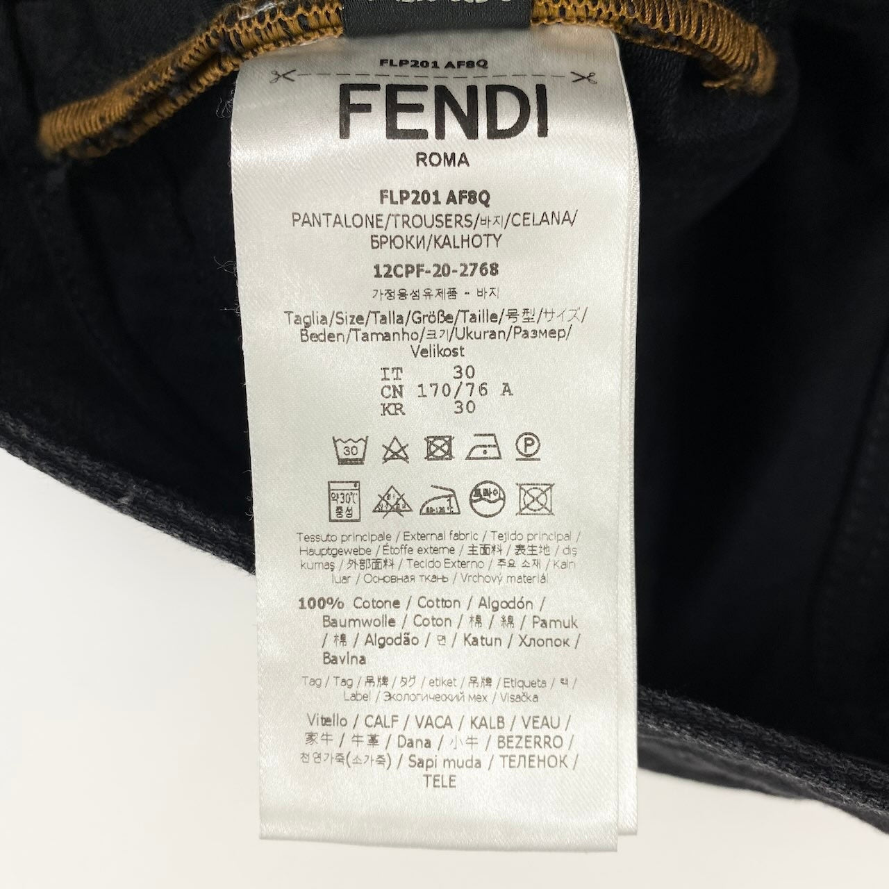9c20 FENDI フェンディ ズッカ装飾 デニムパンツ ジーパン 30 ブラック系 メンズsn1