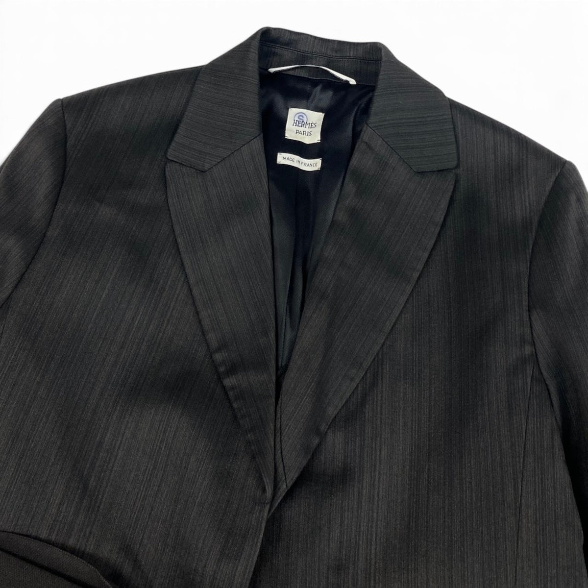 59i15 《未使用品》 HERMES エルメス 23年 リボン テーラードジャケット  3H0204DW 38 ブラウン ウールシルク フランス製u02t