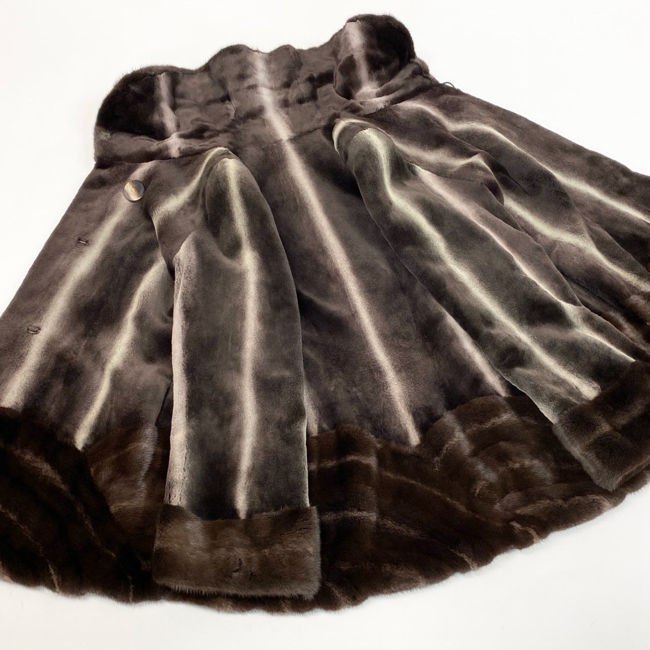 43d3 KOPENHAGEN FUR コペンハーゲン PLATINUM MINK プラチナミンク クロスミンクコート F ブラウン 最高級本毛皮 Fur Coatt18r