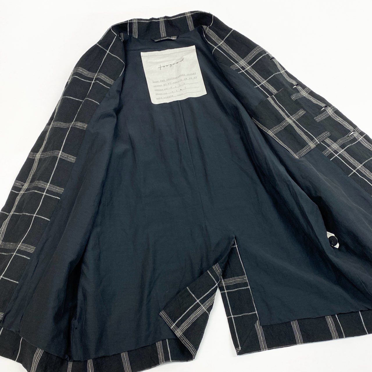 61b9《極美品》 toogood トゥーグッド THE PHOTOGRAPHER JACKET オーバーサイズ チェックジャケット 6 ブラック リネン メンズk02i