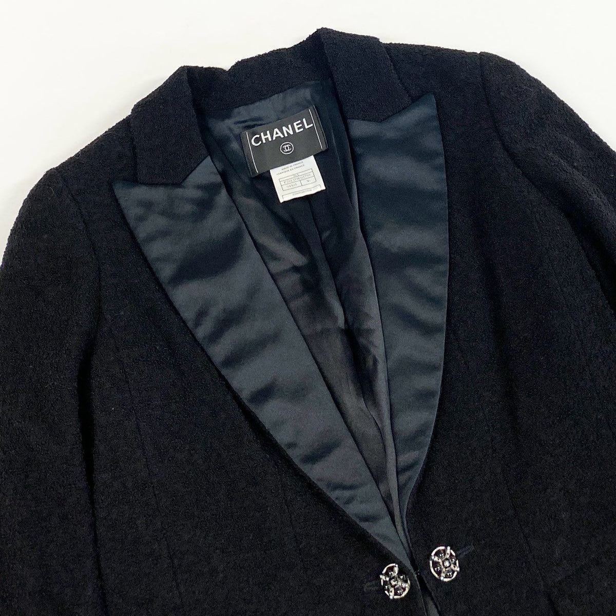 Ca14 CHANEL シャネル 2006年 P29135 グリポアボタン ウエストシェイプデザイン ツイードコート サイズ36 ブラック レディース 女性用 アウター コートta1