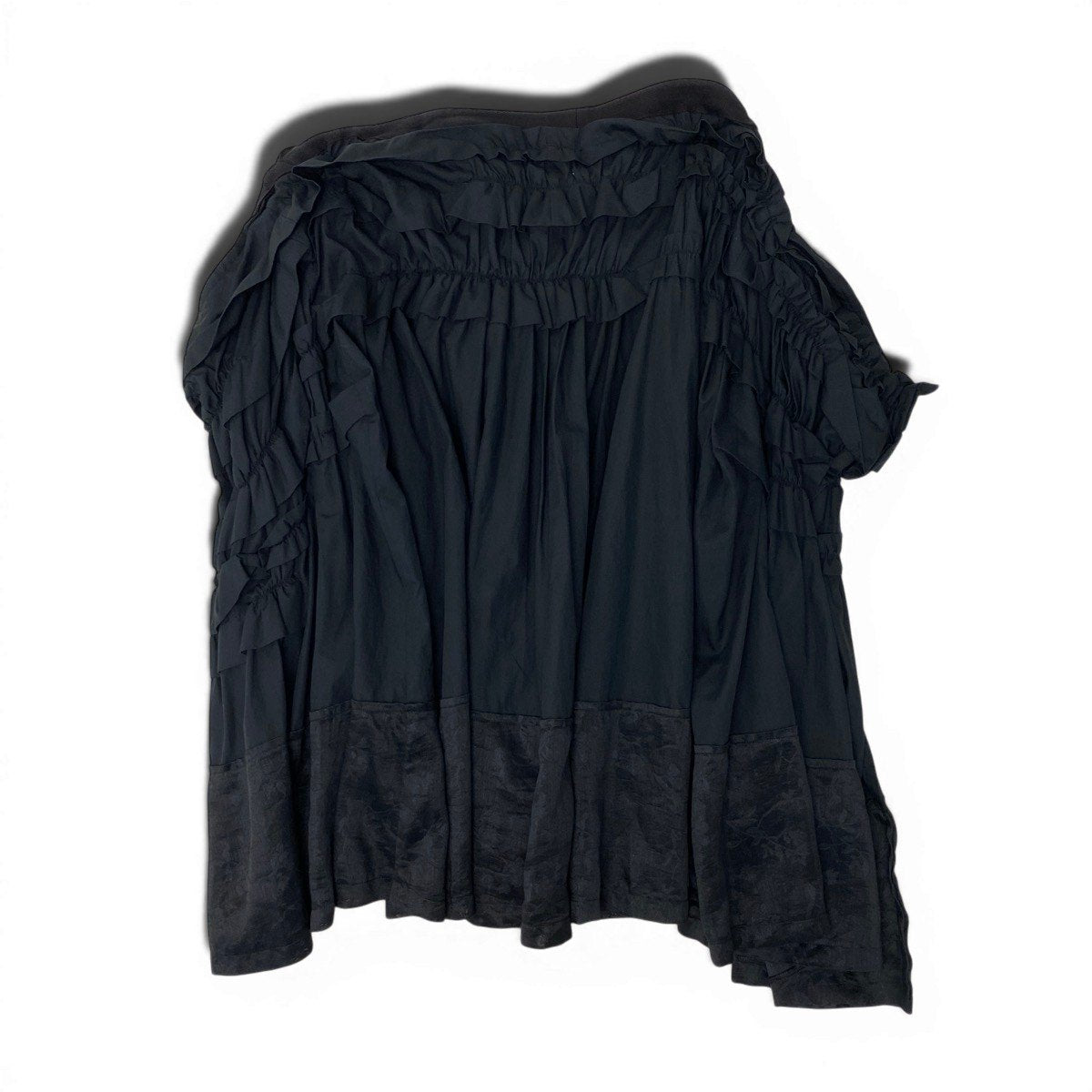 Ag10 【美品】tao COMME des GARCONS  AD2023 フリル変形スカート コットンスカート 膝丈 Sサイズ ブラック コットン100％ レディース 女性用k02i