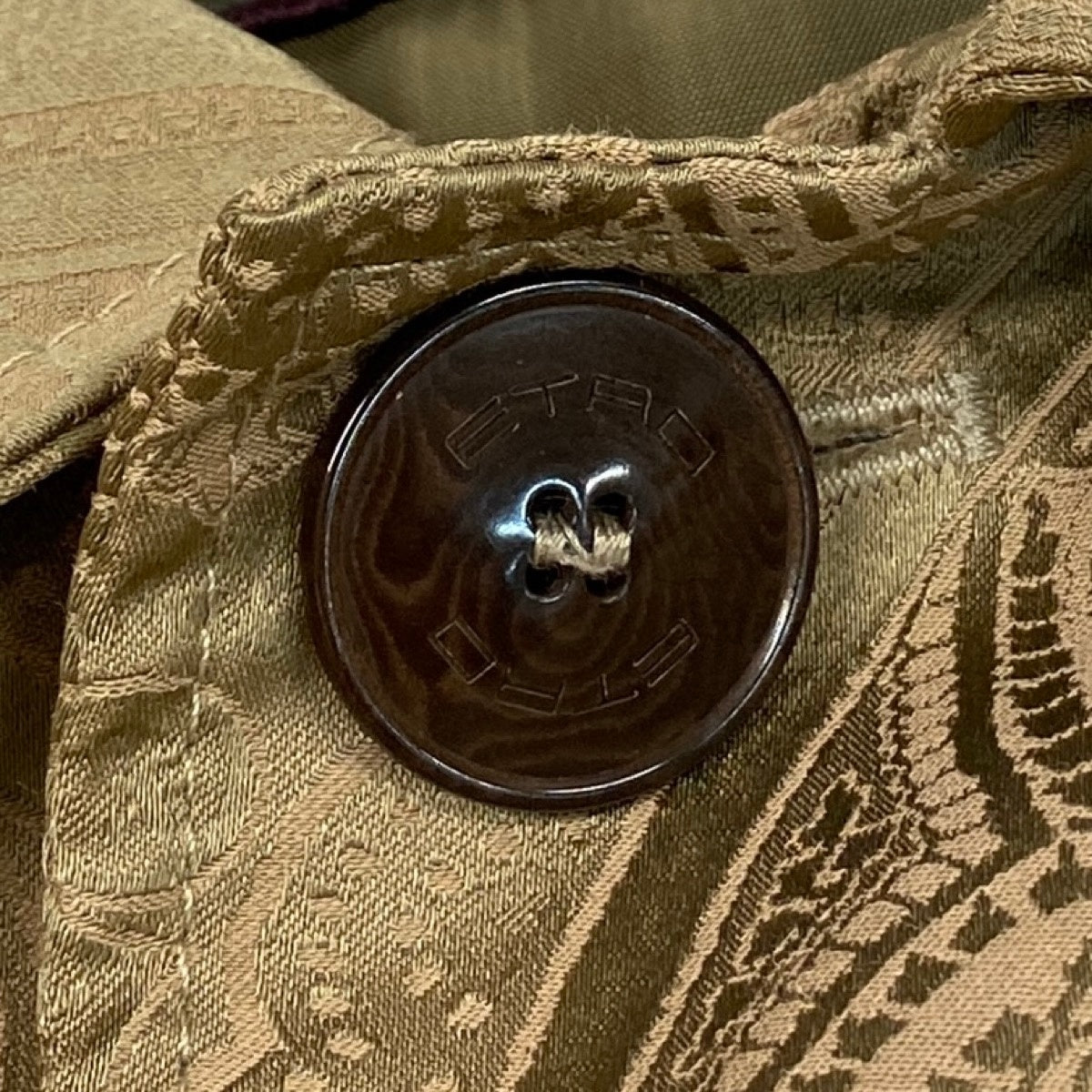 4g2 ETRO エトロ ペイズリー柄 ステンカラーコート 比翼ボタン サイズ50 ベージュ メンズ 紳士服u02t