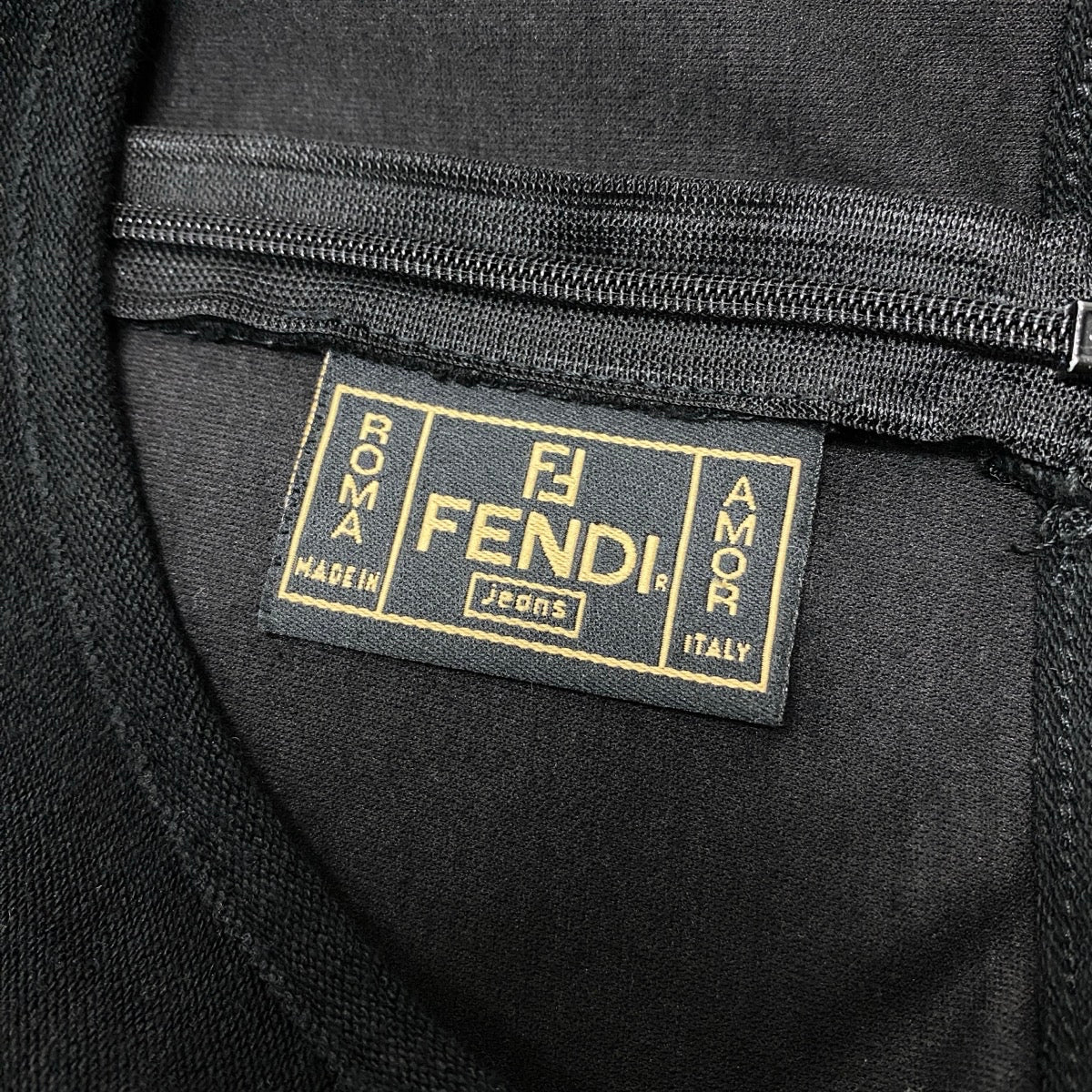 52g11 FENDI フェンディ 異素材切替 ドッキングワンピース ショートスリーブ サイズ42 ブラック レディースu02t