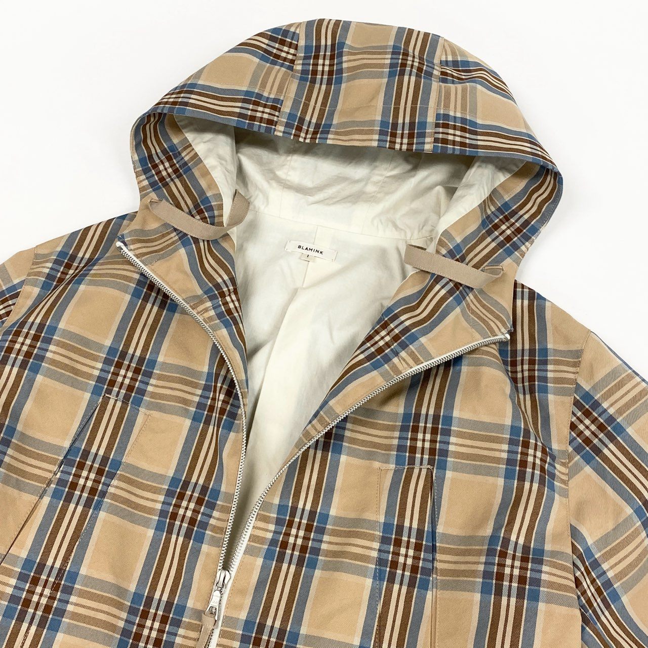 69L17 【美品】BLAMINK ブラミンク 完売品 ポリエステルチェックフーデッドパーカ ジャケット アウター 7925-230-0301 1サイズ マルチカラー レディースu02t