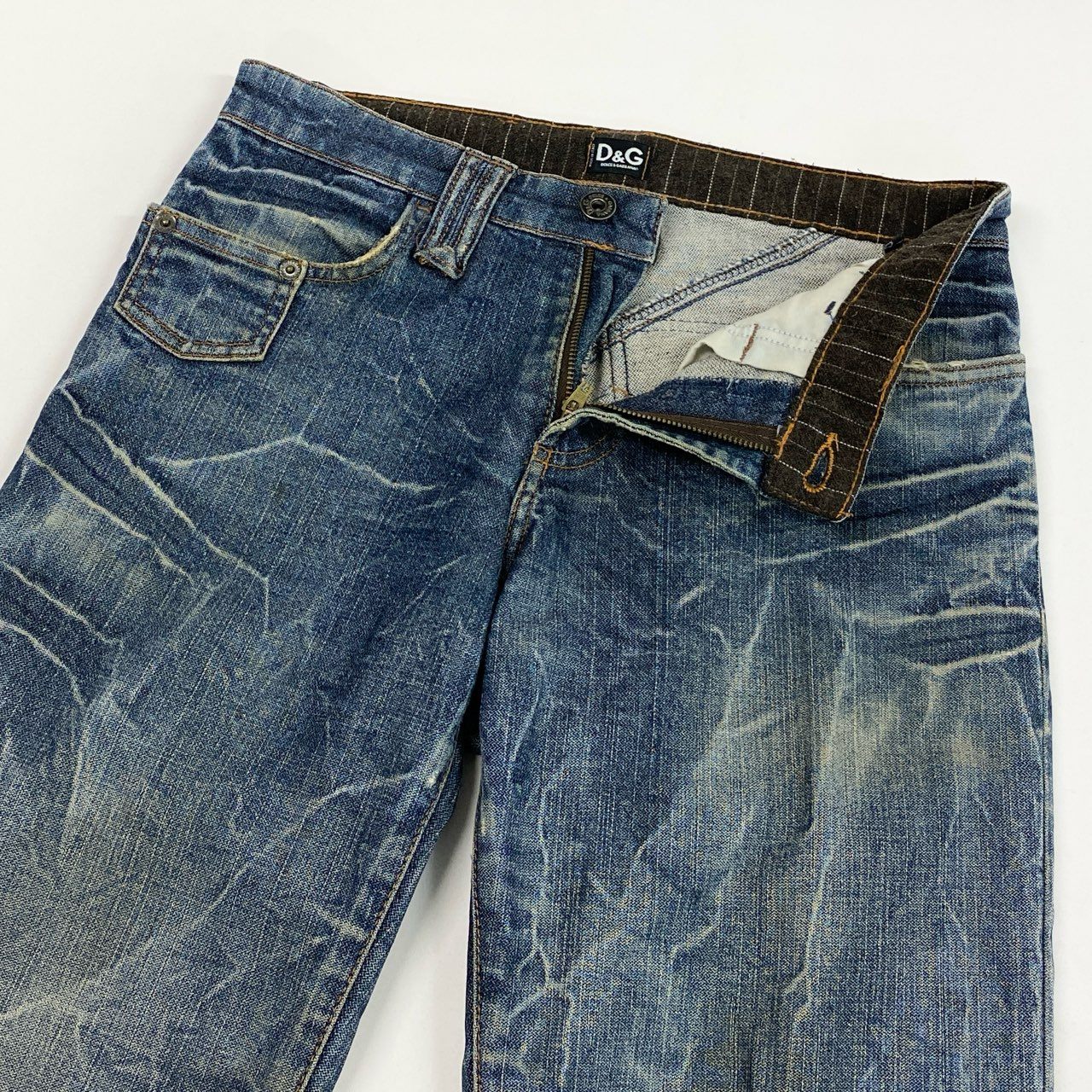 83L19 DOLCE&GABBANA ドルチェアンドガッパーナ 00`s vintage デニムパンツ ジーンズ イタリア製 USED加工 ストレッチ○ メンズ 紳士服 30/44 インディゴk02i