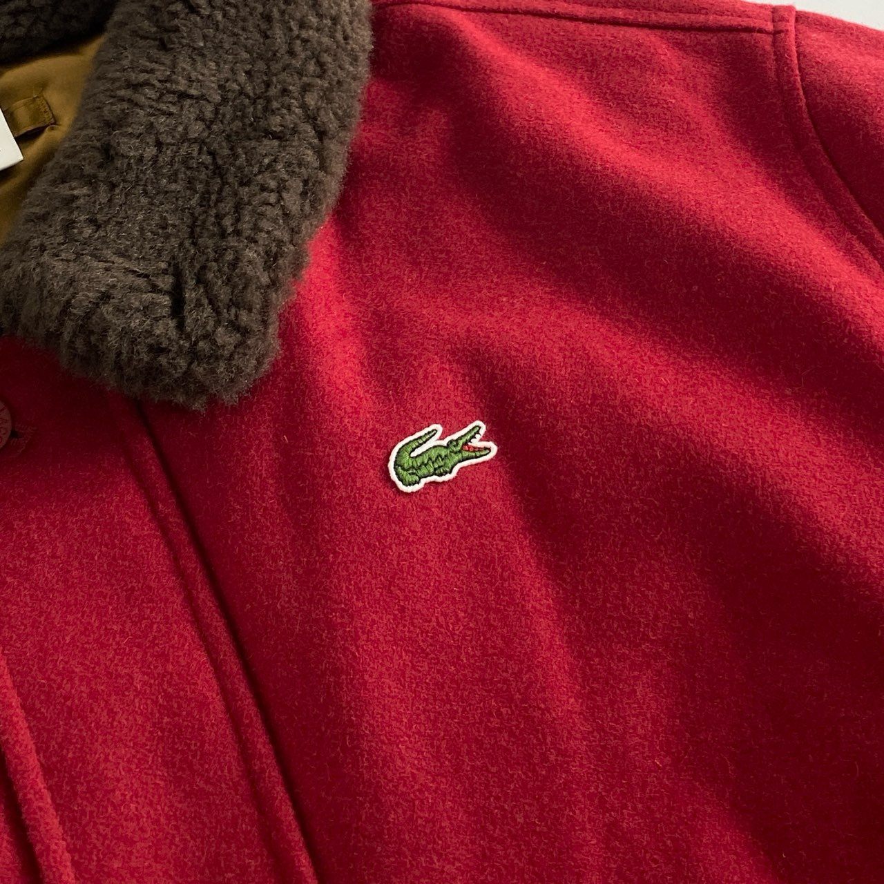 31h30 Supreme シュプリーム × LACOSTE ラコステ ウールボンバージャケット スタジアムジャケット スタジャン ブルゾン デカロゴ BH1869L サイズL レッド メンズ