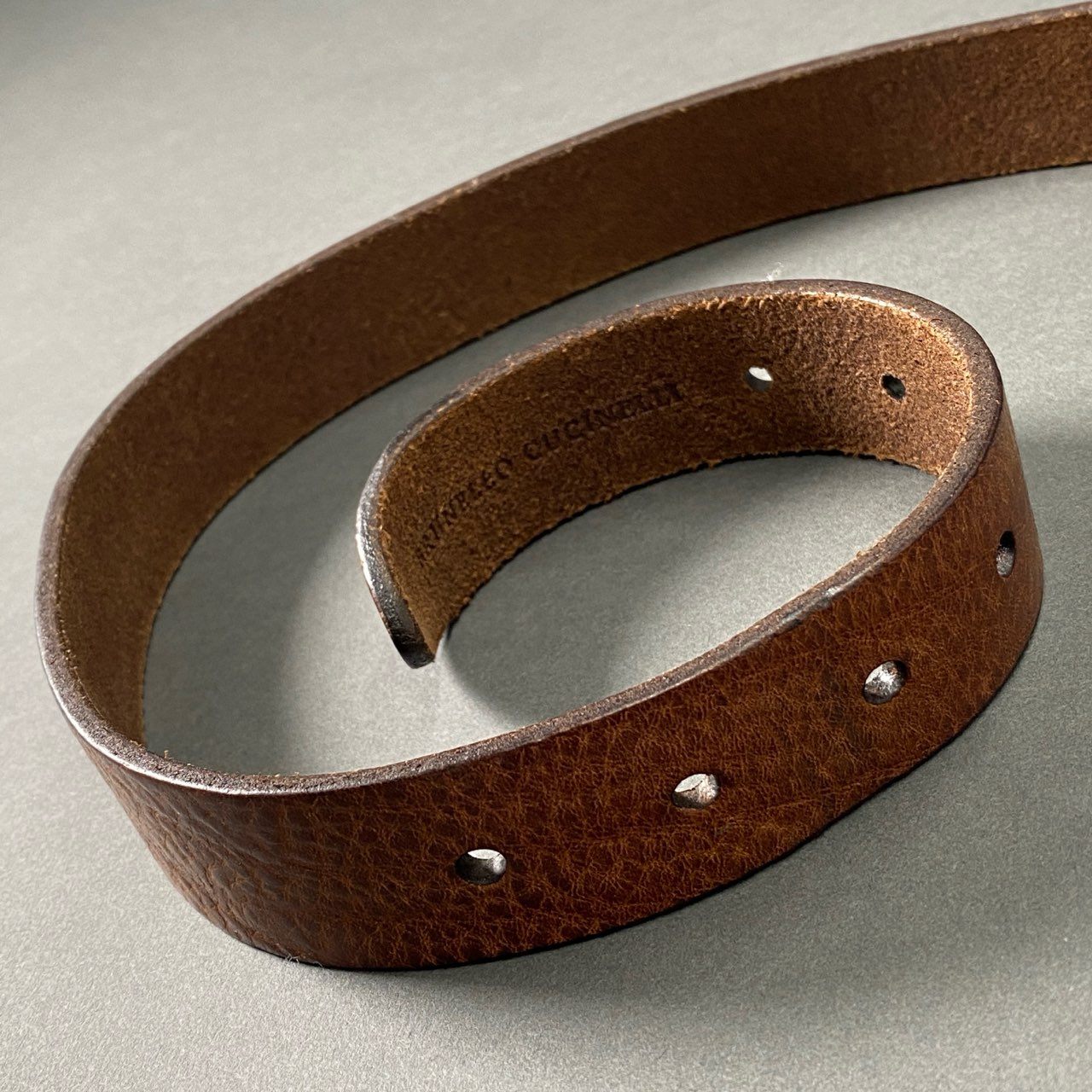 h3-3 BRUNELLO CUCINELLI ブルネロクチネリ レザーベルト 90 ブラウン Leather Belt イタリア製 小物