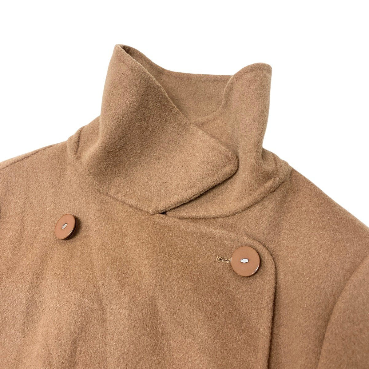 86g15 Max Mara STUDIO マックスマーラ ステュディオ ロング ガウンコート ベルト付 ウール/カシミヤ混 サイズL キャメル レディースu02t