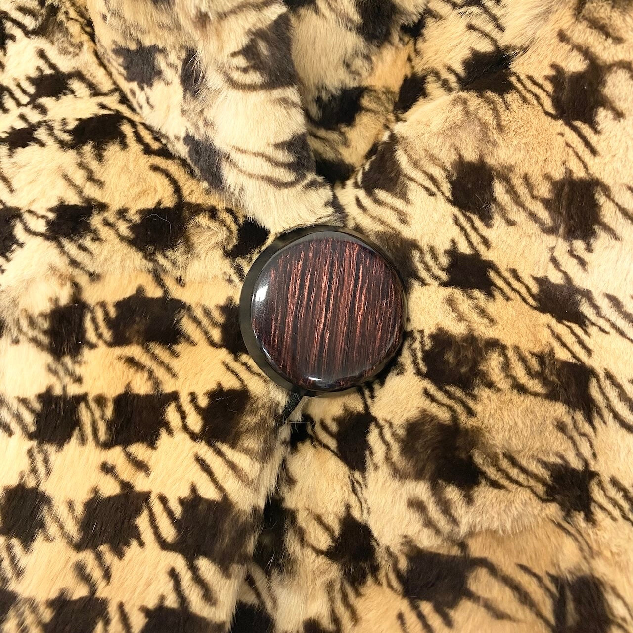 32d2 GRES グレ シェアードミンクコート 毛皮ロングコート 千鳥格子柄 アウター Fサイズ ベージュ ブラウン シェアード レディース 女性用k02i