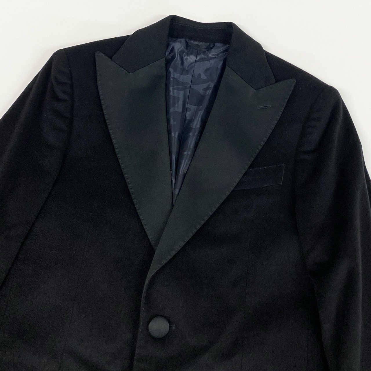 37L23 【美品】ALBERTO BRESCI アルベルト ブレーシ チェスターコート ロングコート LUIGUI BIANCHI MANTOVA カシミヤ混 イタリア製 7033 44R ブラック メンズo07t