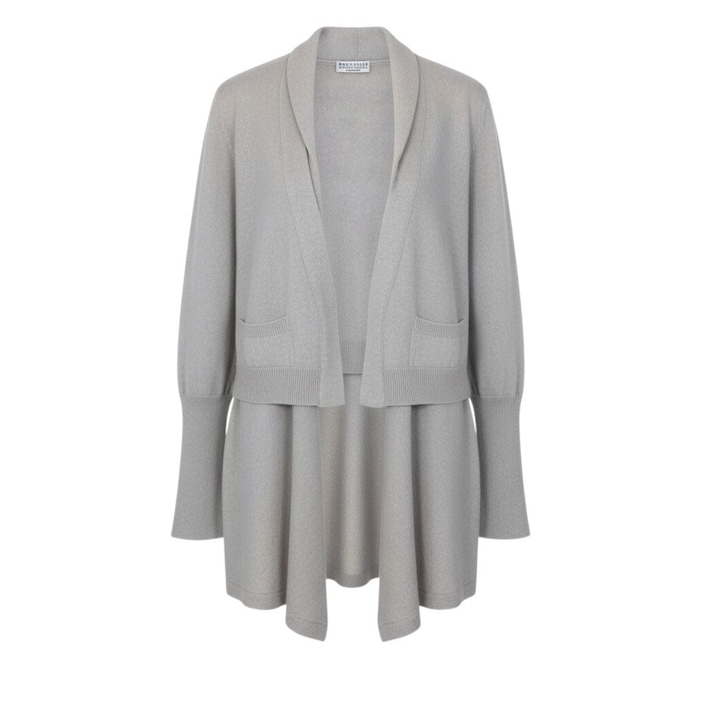 i27 BRUNELLO CUCINELLI カシミヤニットカーディガン レイヤードデザイン Vネック Mサイズ アイボリー カシミヤ100％ レディース 女性用u02t