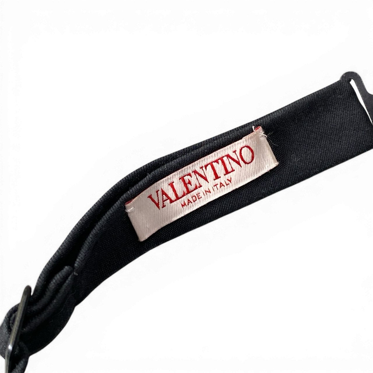 d9 VALENTINO ヴァレンティノ Vロゴ 金具 ネクタイ 小物 ブラック レディースu02t