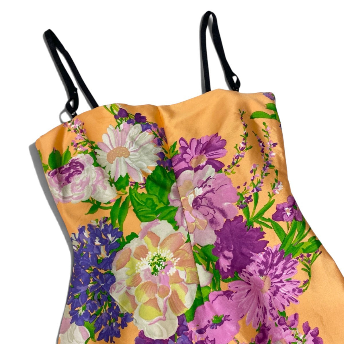 40i28 DOLCE&GABBANA ドルチェアンドガッパーナ 2000SS ビスチェ ドレスワンピース 花柄プリント イタリア製 38サイズ マルチカラー シルク100％ レディース 女性用u02t