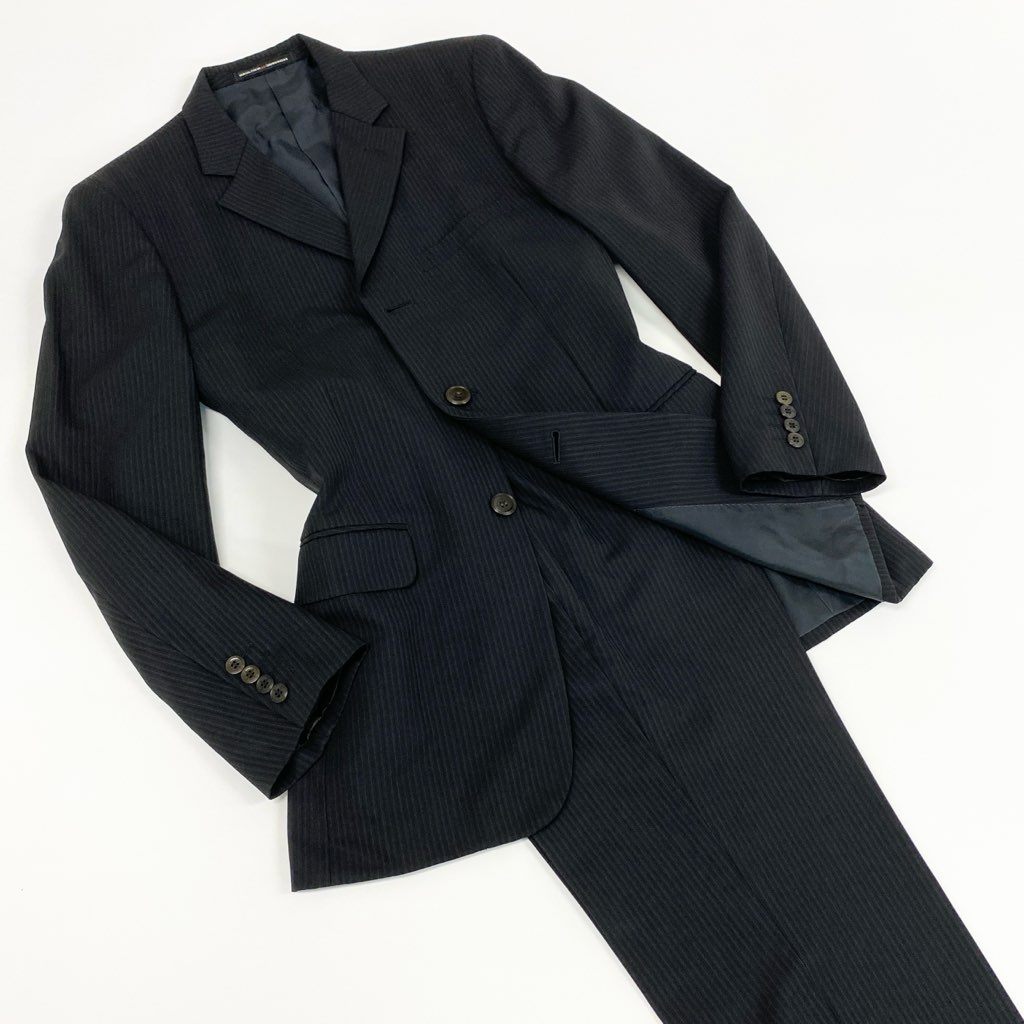 7f8 Jean-Paul GAULTIER HOMME objet ジャンポール ゴルチエオム オブジェ セットアップ スーツ ストライプ柄 テーラードジェット パンツ 48 M ブラック