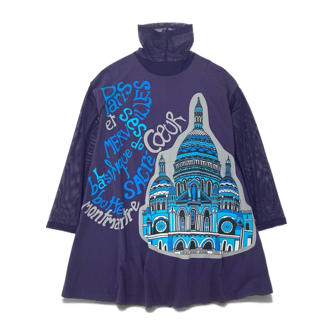 28k29 TOKUKO 1er VOL トクコプルミエヴォル チュニックワンピース シアースリーブ タートルネック 切替メッシュ レディース 女性用 9 パープルu02t