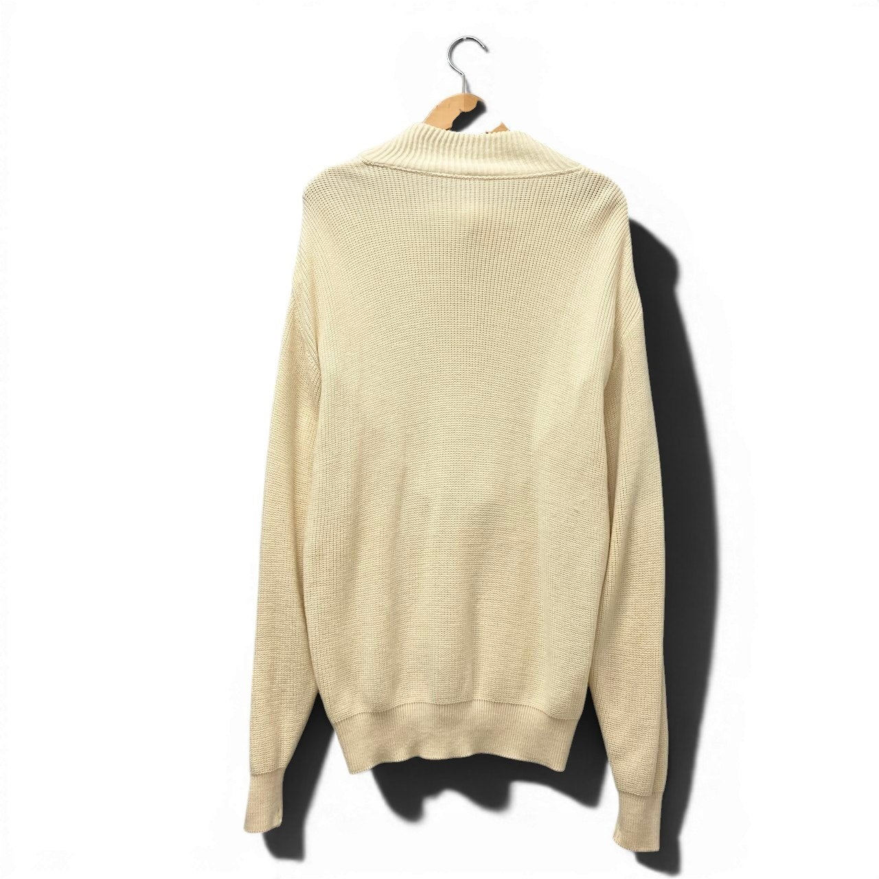 83e15 Christian Dior クリスチャンディオール Vintage ハーフジップ ニット トップス セーター ハイネック Mサイズ アイボリー系 ウール レディースo07t