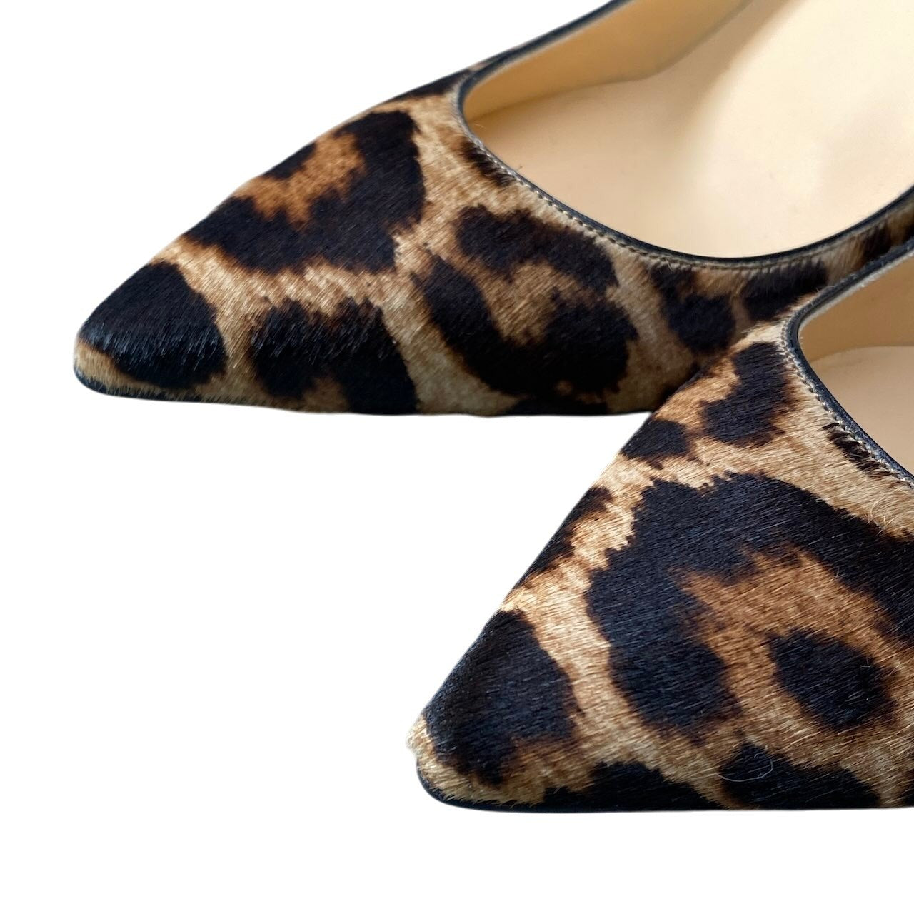 e13 Christian Louboutin クリスチャンルブタン レオパード柄 ハイヒール ポインテッドトゥヒール ハラコ サイズ37 ベージュ系 レディース 女性靴u02t