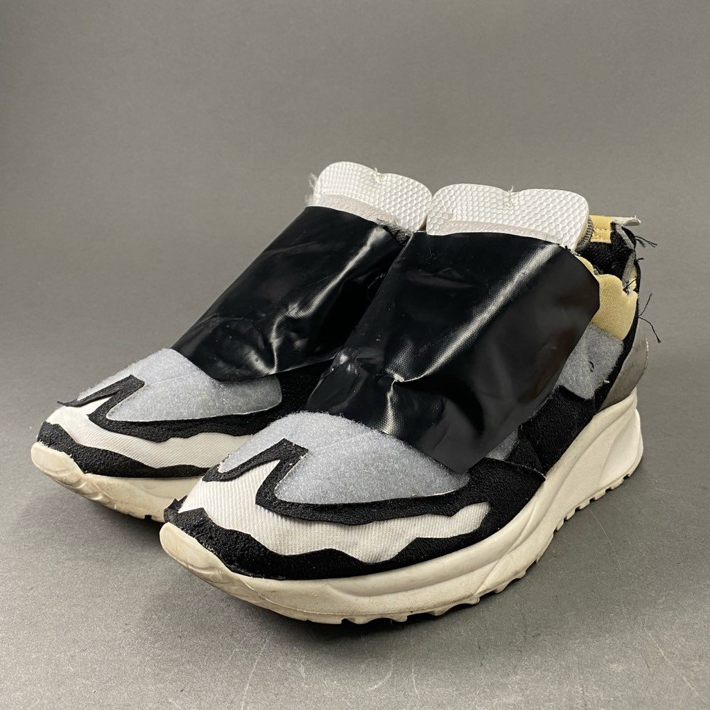 7f4 Maison Martin Margiela メゾンマルタンマルジェラ Descontructed Sneakers 再構築リペアハイテクトレーナー ローカットスニーカー 43 ブラック グレー