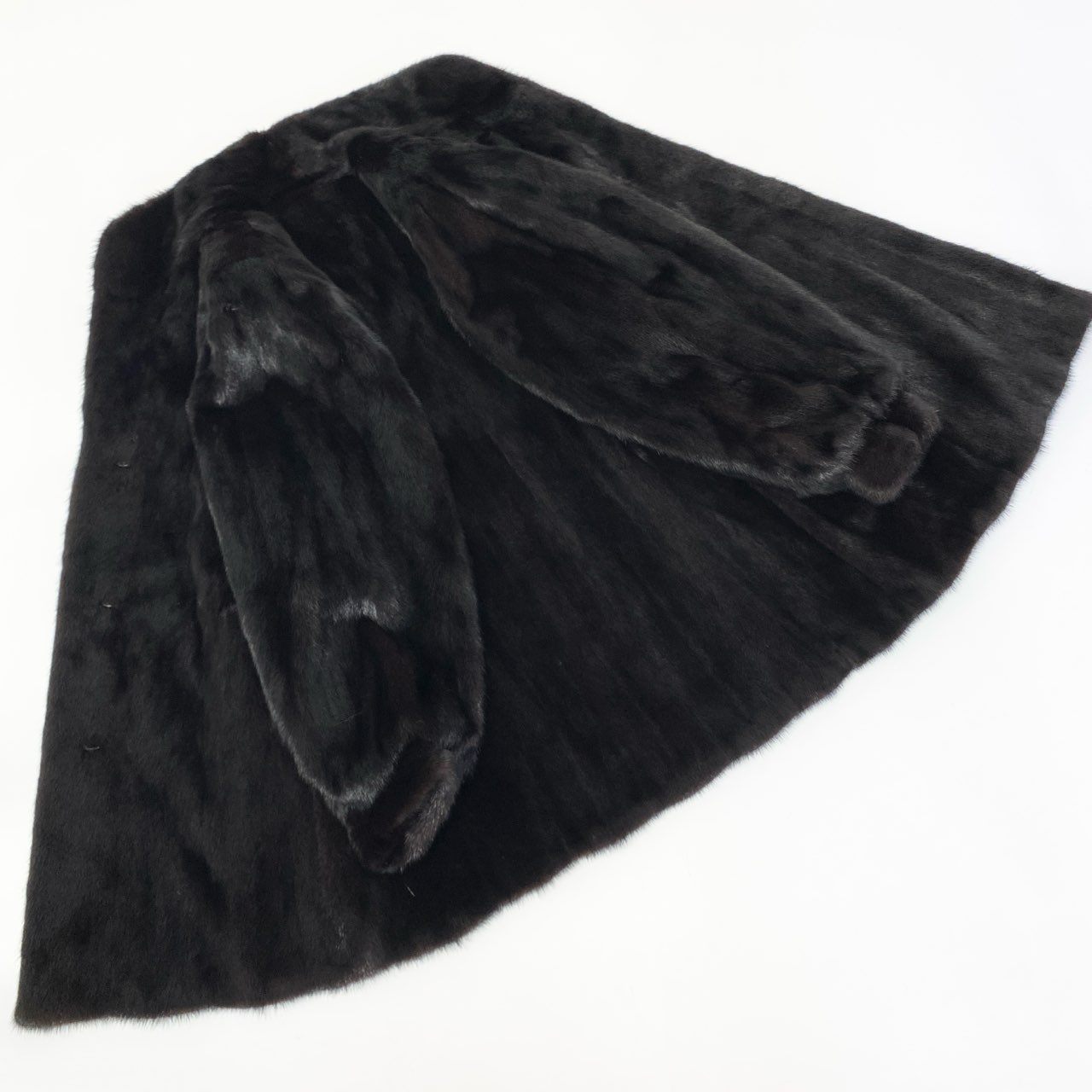 23a14 DONALD BROOKS MITSUKOSHI ダークミンク ロングコート サイズF ブラック 最高級本毛皮 Mink Fur Coatt18r