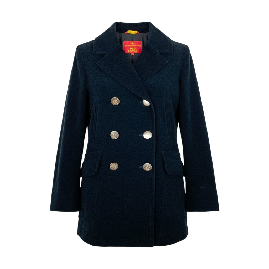 28k6 Vivienne Westwood RED LABEL ヴィヴィアンウエストウッド レッドレーベル オーブボタン Pコート 2 ブラックt18r