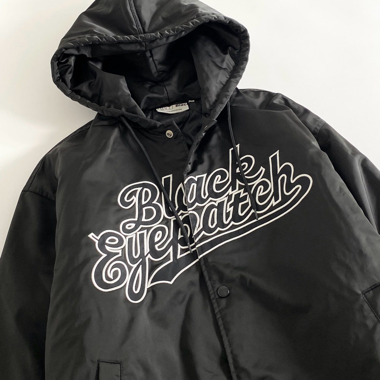 12d14 BlackEyePatch ブラックアイパッチ 22SS NYLON HOODED STADIUM JACKET ナイロン フーデッドスタジアムジャケット スタジャン Lサイズ ブラック