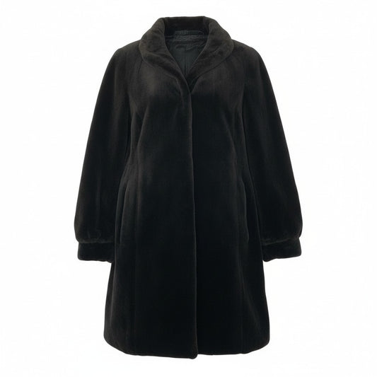 35a15 SAGA MINK サガミンク 銀サガ シェアードミンク ロングコート サイズF ダークブラウン 本毛皮 Shared Mink Fur Coatt18r