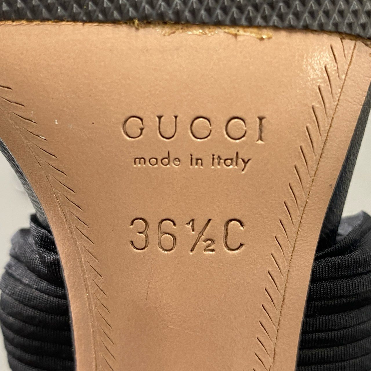 3f11 【イタリア製】GUCCI グッチ バンブー ピンクゴールド金具 サンダル ミュール サイズ36 1/2C ブラック レディース 靴