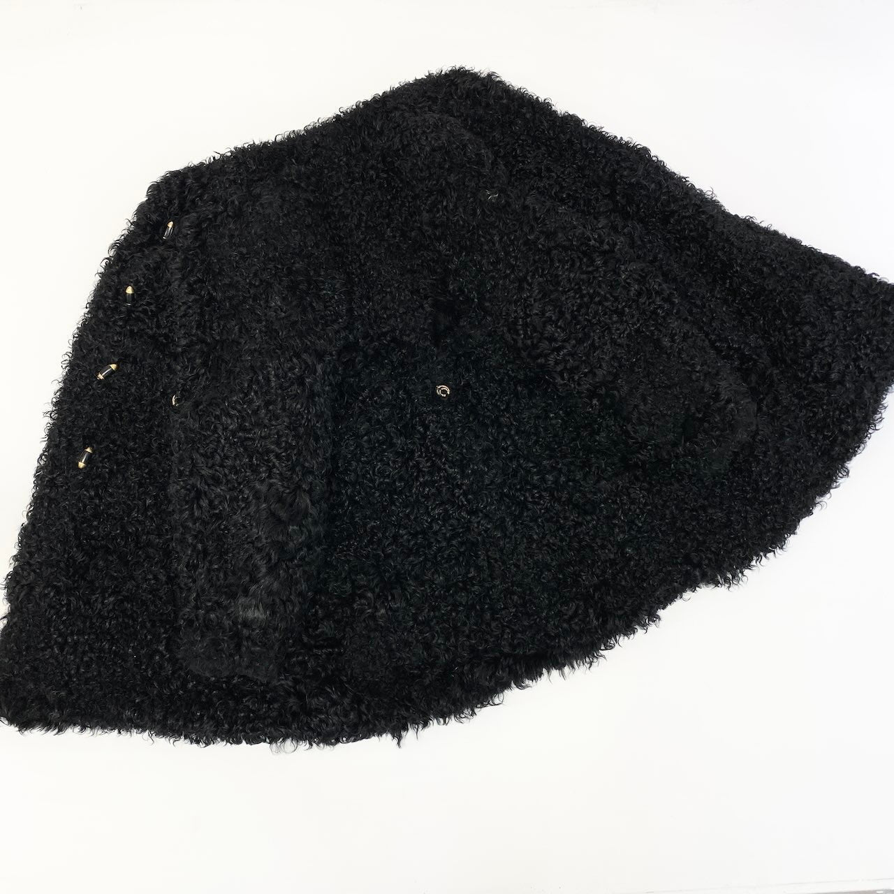 18c21 EMBA エンバ カルガンラム ロングファーコート サイズF ブラック 本毛皮 Real Fur Coat プードルファーt18r