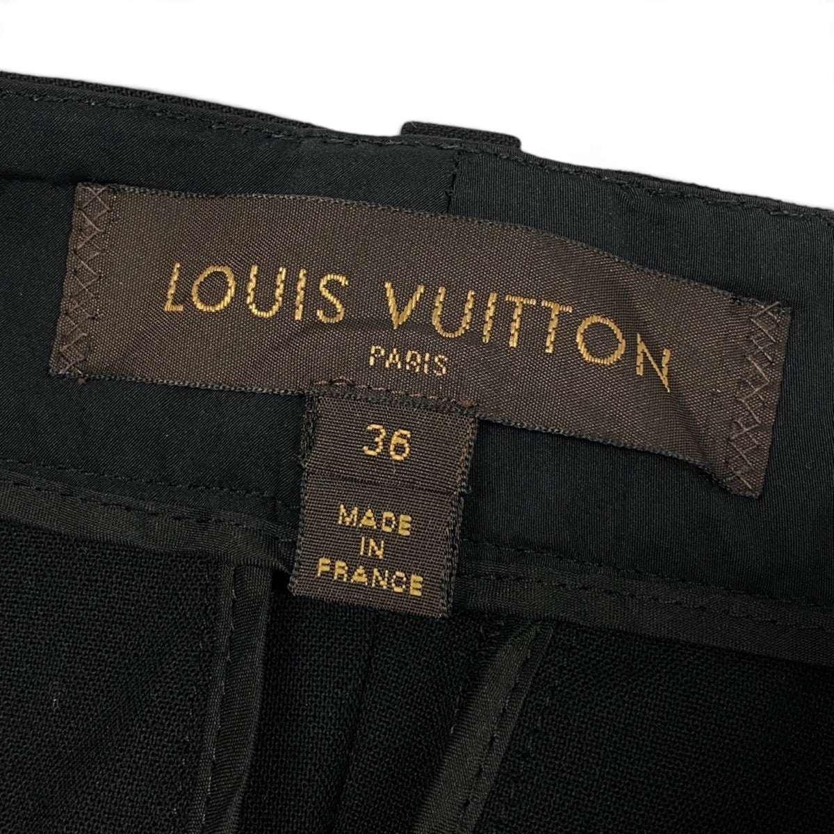 Ej15 LOUIS VUITTON ルイヴィトン スラックスパンツ ストレート 金ボタン サイズ36 ブラック レディースo07t