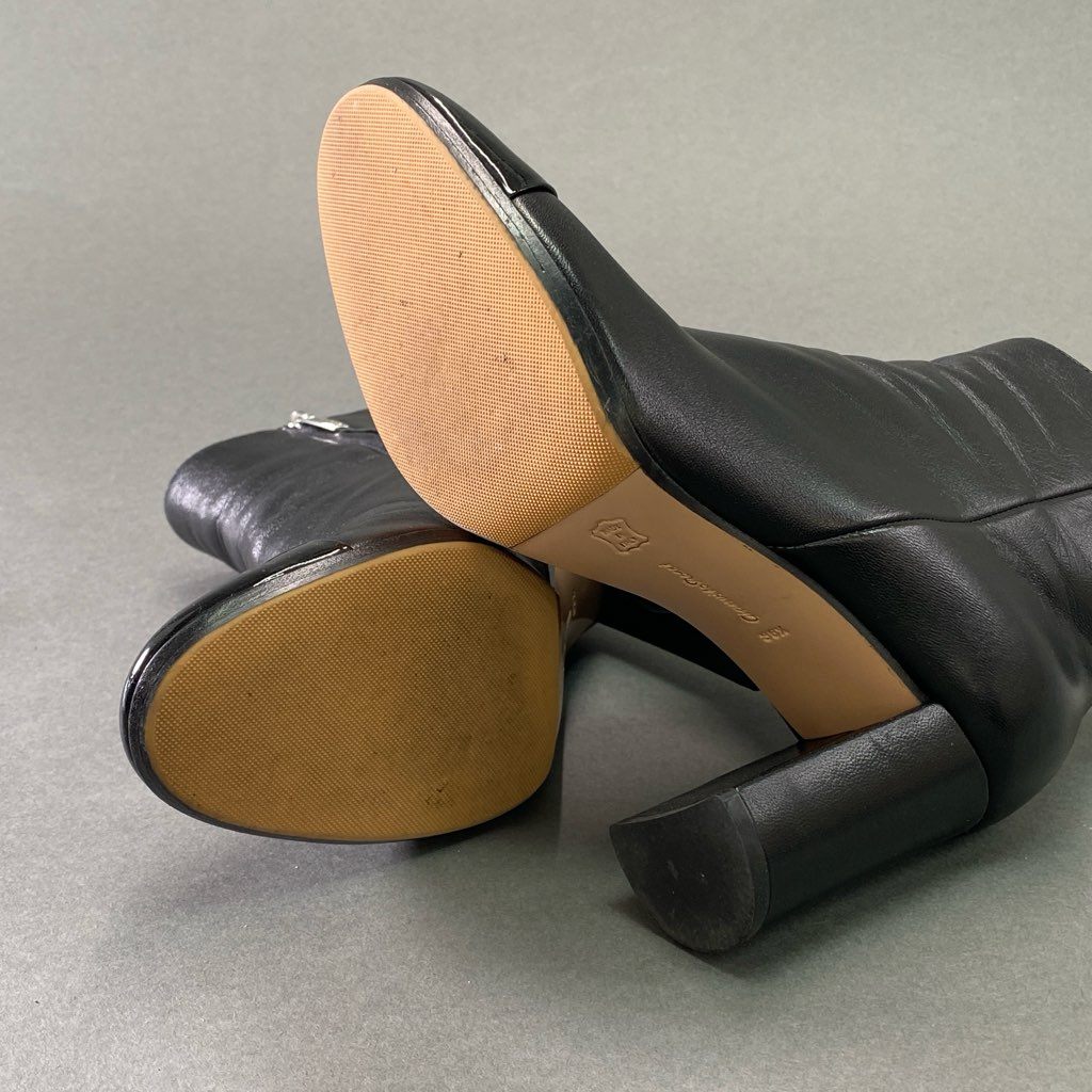 2f7 【イタリア製】 Gianvito Rossi ジャンヴィットロッシ トゥ切替 サイドジップブーツ ブーティ サイズ36 1/2 ブラック レディース 女性用 チャンキーブーツ