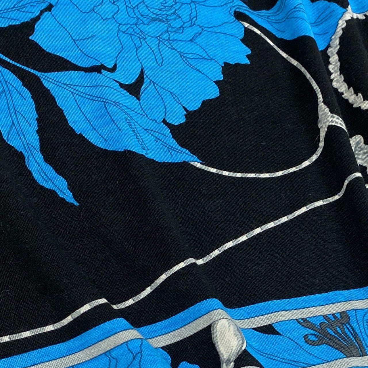 60d13 LEONARD FASHION レオナール ロングスリーブカットソー 美しい花柄プリント ハイネック トップス ウールシルク混 サイズ40 ブラック レディース 女性用u02t