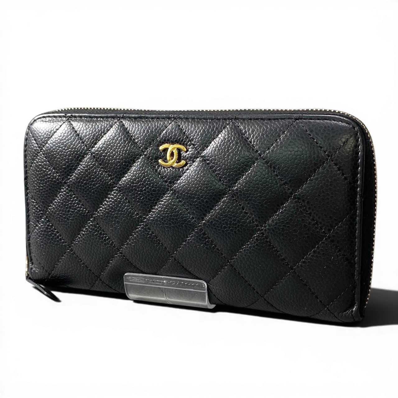 g9 《美品》 CHANEL シャネル マトラッセ キャビアスキン 長財布 Matelasse Caviar Leather Long Wallet ブラック 箱付t18r