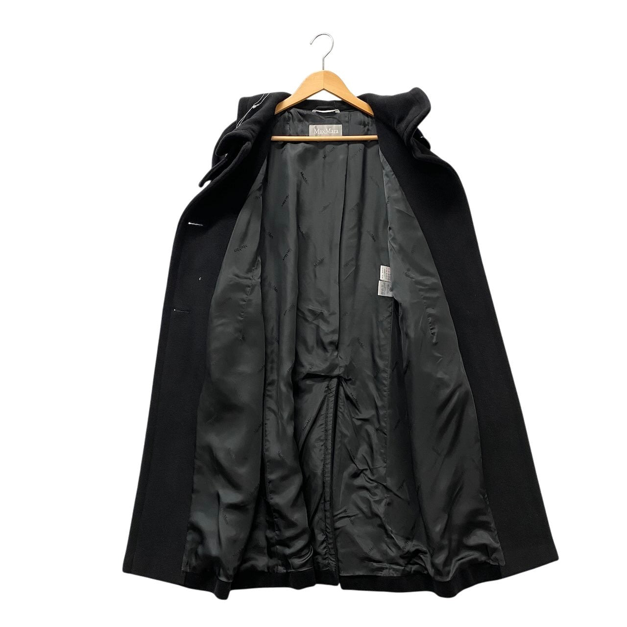 85g5 Max Ｍara マックスマーラ ステンカラーコート ロングコート イタリア製 サイズ40 ブラック ウール100％ レディース 女性用u02t