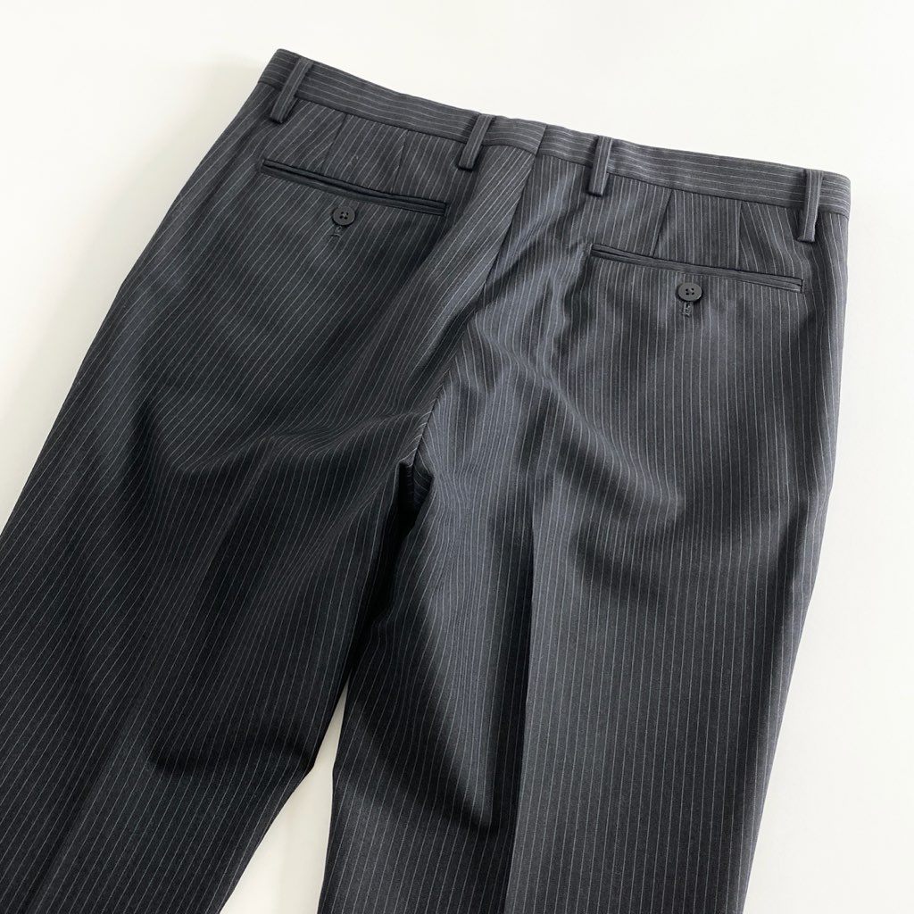 22d10 UNITED ARROWS ユナイテッドアローズ 伊製カノニコ生地 シングルスーツ セットアップ ビジネススーツ グレー ストライプ ウール100％ メンズ 紳士服