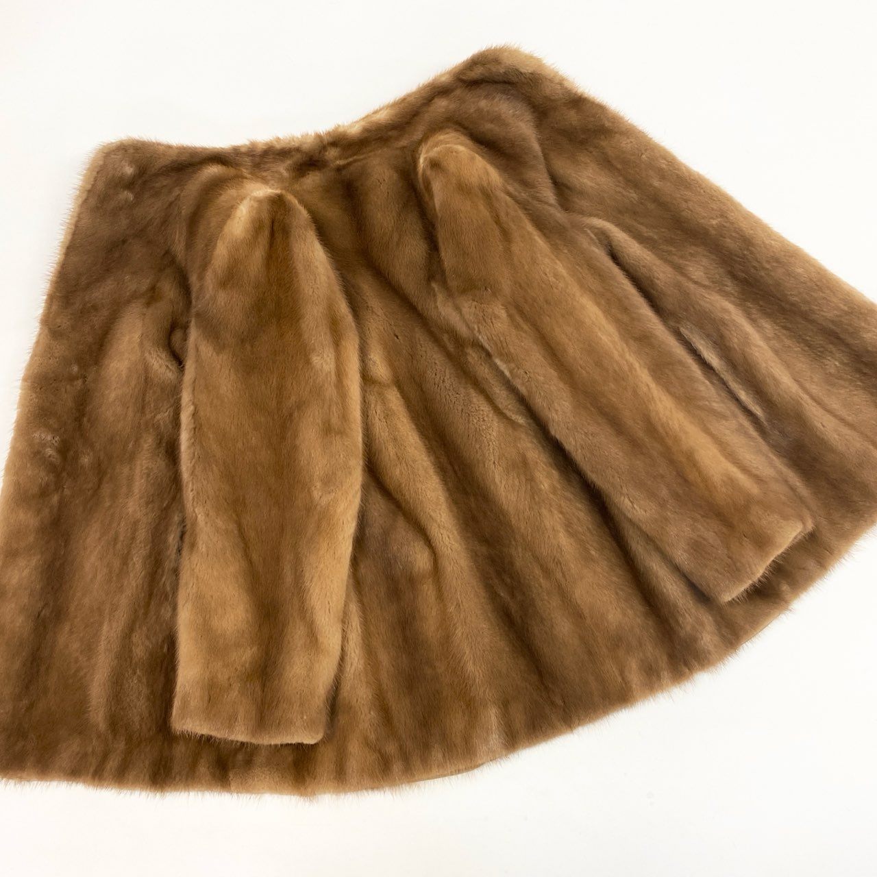 44L10 パステルミンク ファーコート サイズ13号 茶系 本毛皮 MINK FUR ポケット付き リアルファーt18r
