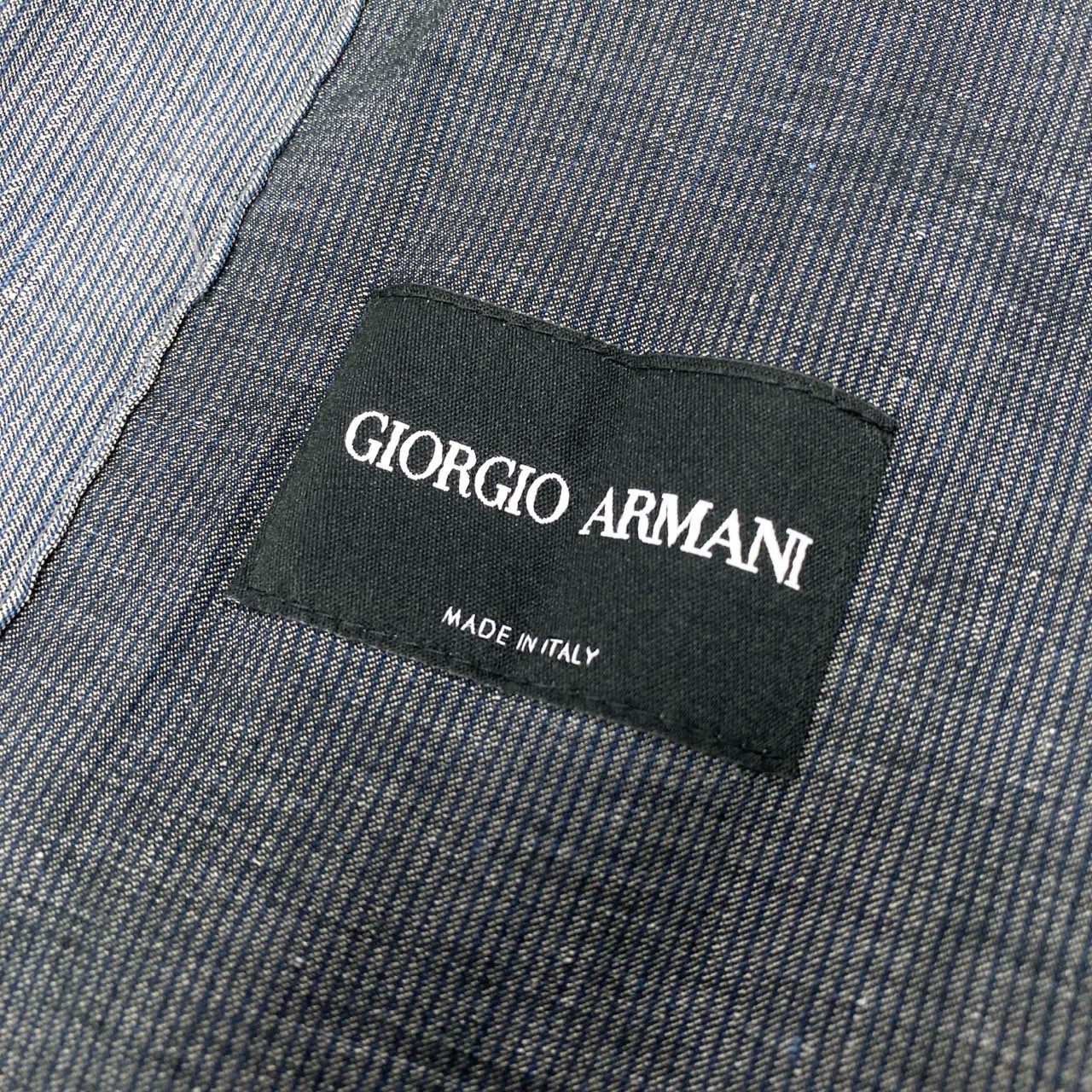 61k28 GIORGIO ARMANI ジョルジオアルマーニ 薄手ジャケット  ロング丈ジャケット リネン混紡 48 グレー ブルー メンズu02t