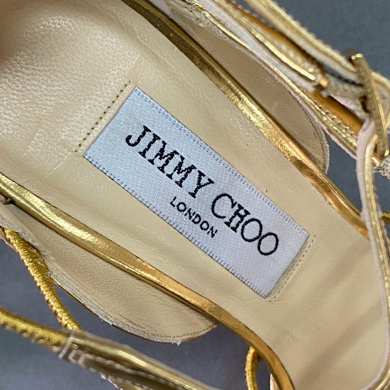 2j28 JIMMY CHOO ジミーチュウ ダブルストラップ グラディエーターサンダル 35 GOLD ゴールド パンプス シューズ イタリア製