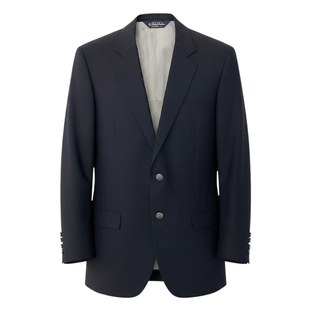 80e1 【美品】 Brooks Brothers ブルックスブラザーズ Fitzgerald テーラードジャケット 背抜き 刻印ボタン  19－10－8871 37SHT ネイビー メンズ 紳士服u02t