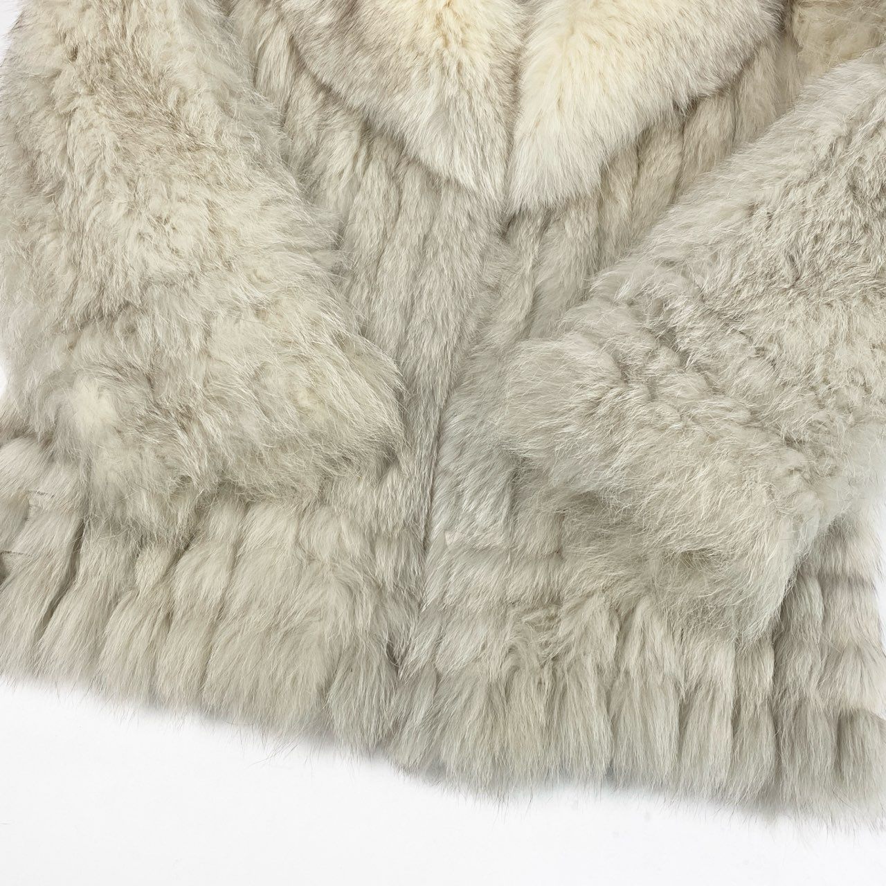 83L10 MG Sable エムジー セーブル ブルーフォックス ファーコート サイズ11号 ホワイト 本毛皮 FOX FUR ポケット有t18r