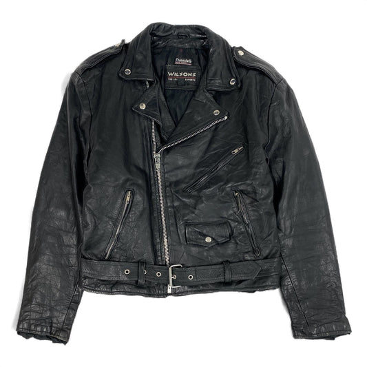 6L17 WILSONS LEATHER ウィルソンズレザー ダウブルライダースジャケット レザージャケット Lサイズ ブラック レザー メンズo07t