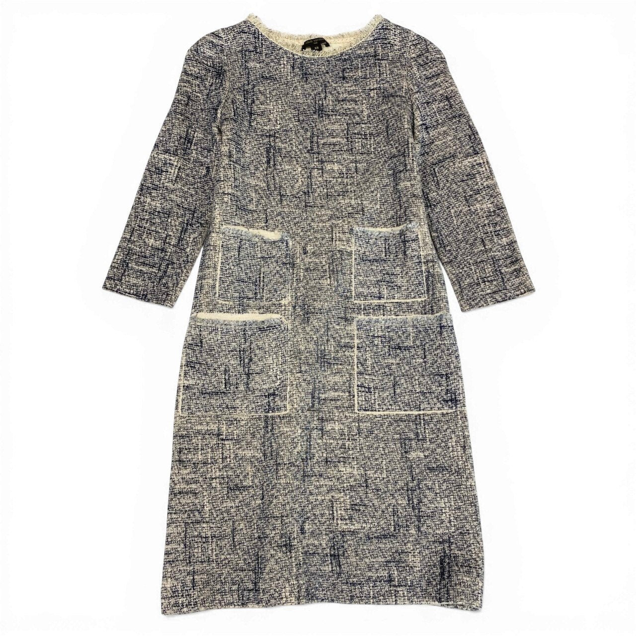 Ec31 《美品》 LOUIS VUITTON ルイヴィトン シルクブレンド フレイドワンピース Silk Blend Frayed Mini Dress サイズXS グレー イタリア製t18r