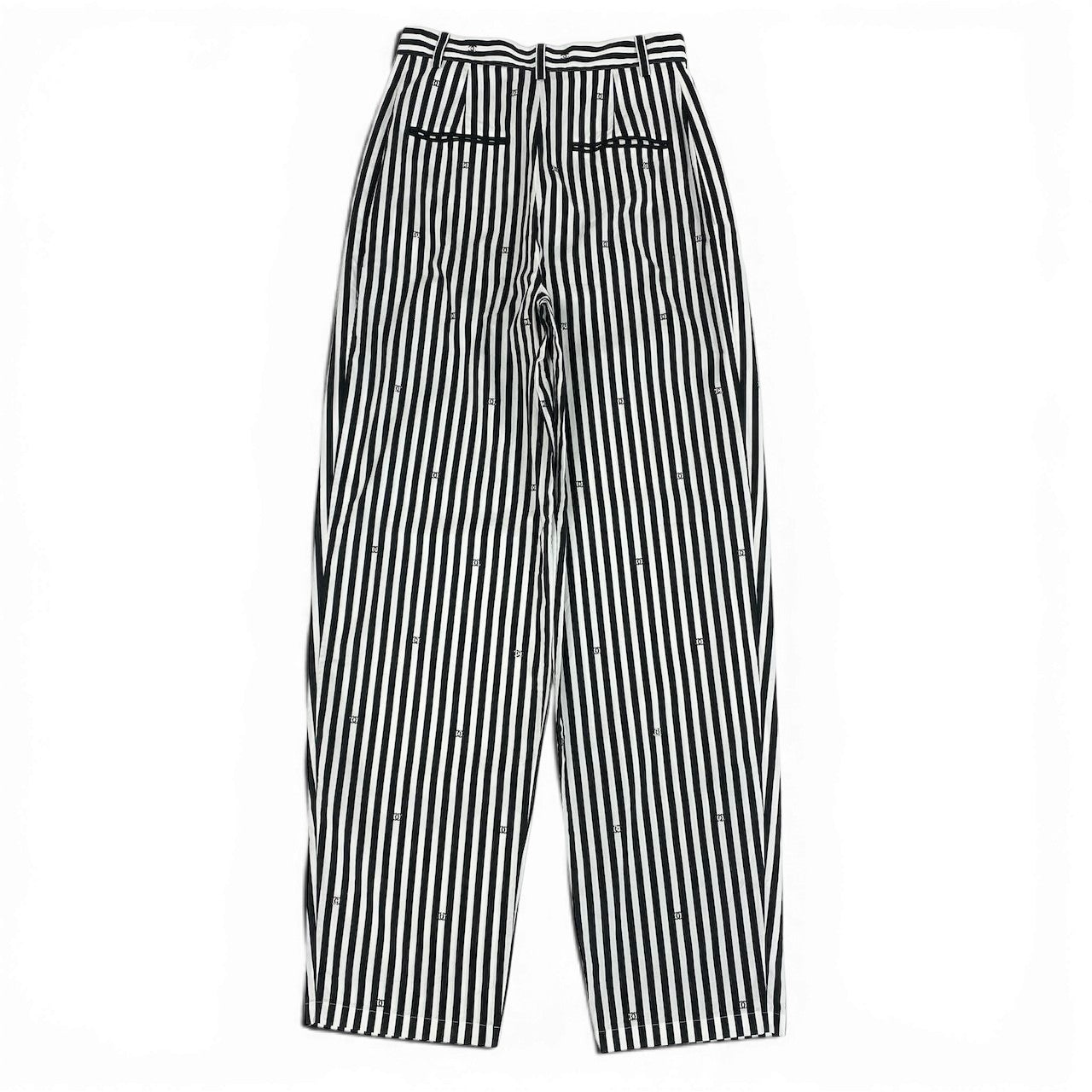 Ce11 【新品保管品】CHANEL 2024SS スラックスパンツ ラインストーンココマーク ストライプ P76233V68306 MB103 34サイズ ホワイト ブラック レディース 女性用ta1